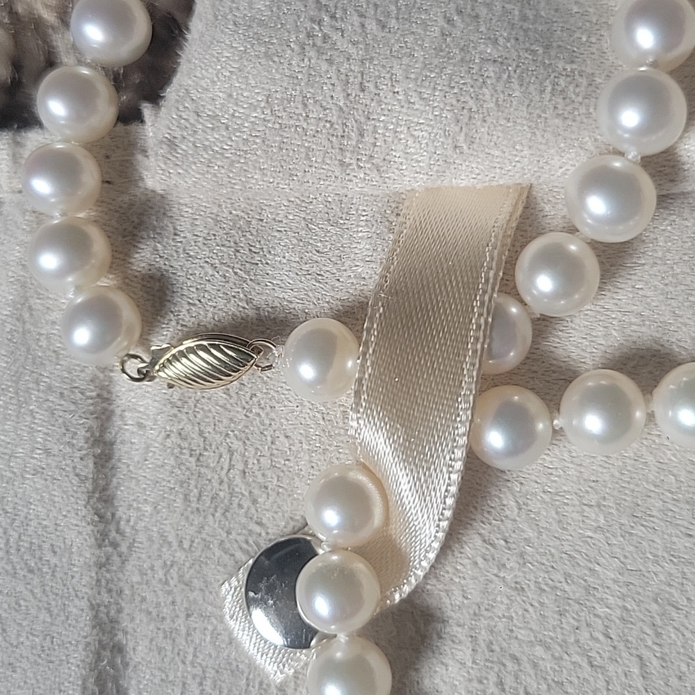 Genuine pearl necklace and bracelet set, 24k gold findings - Picture 4 of 7